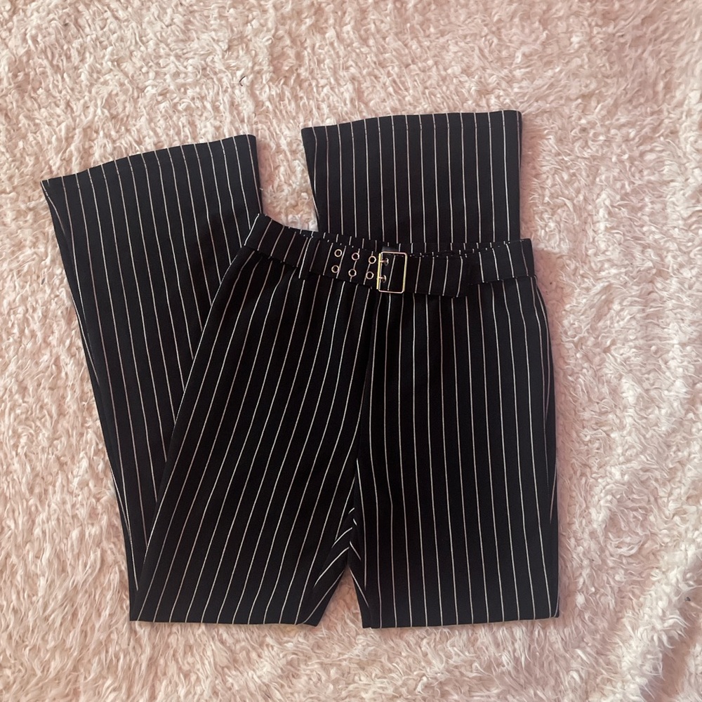 SHEIN Black and White Boot Cut Pants